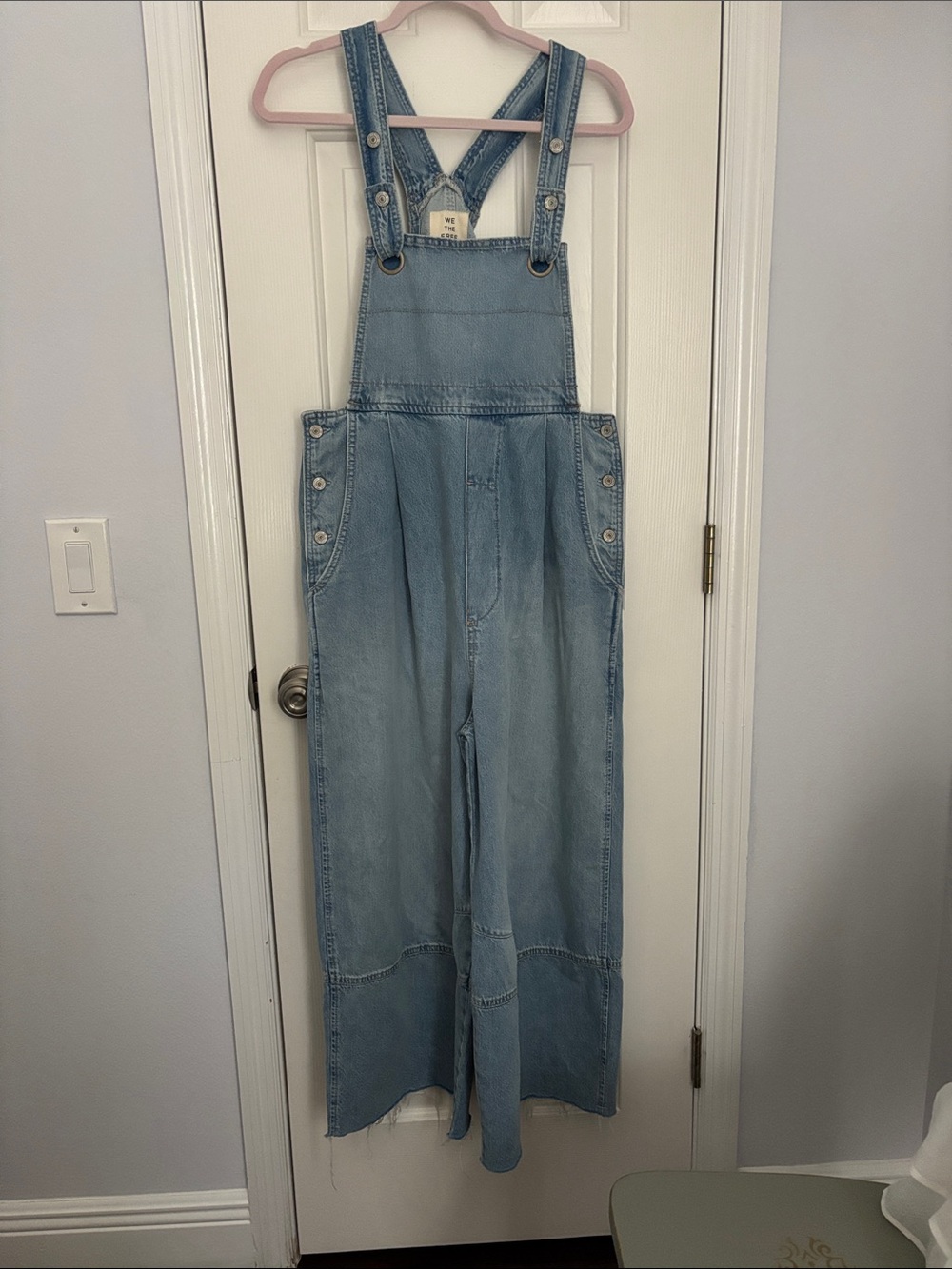 We the Free Light Blue Wide-Leg Denim Overalls -*Free People* size small Rambler - Picture 3 of 7